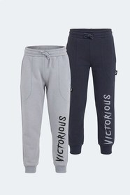 Resim Slazenger LANEY 2 Lİ SET Erkek Çocuk Cepli Lacivert - Taş Gri Eşofman Altı 