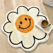 Resim 1 Adet Çiçek Desenli Papatya Yumuşak Polyester Yer Paspası - Kaymaz PVC Tabanlı, Düzensiz Şekil, Yatak Odası ve Banyo Dekoru için, Elde Yıkama, İdeal Hediye Seçeneği, Rahat Örgü Dokusu, Dayanıklı Kumaş, Dekoratif Paspas, Ev Dekorasyonu 