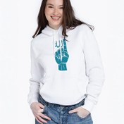 Resim Şahadet Parmağı Tasarımlı Kapşonlu Kadın Sweatshirt 