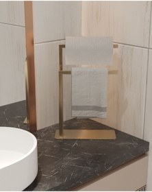 Resim AJU Havluluk Tezgah Üzeri Kağıt Havluluk Ev Banyo Dekorasyonu Paslanmaz Metal Montaj Gerektirmez Gold 