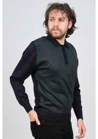 Resim Pave Erkek Polo Yaka Desenli Yün Kazak 4537134 Lacivert Lacivert 
