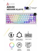 Resim Ak650 Tft Ekranlı 3 Modlu Mekanik Oyun Klavyesi-5.000 Mah Batarya-gasket Tasarım - Purple White 