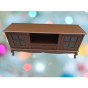 Resim Tv Sehpası Windovs Model Pencere Ahşap Kayın Avangart Aslan Ayak Ceviz Renk 125 Cm El Yapımı 