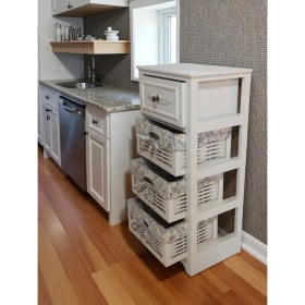 Resim Özkar 4 Çekmeceli Ahşap Beyaz Sebzelik 