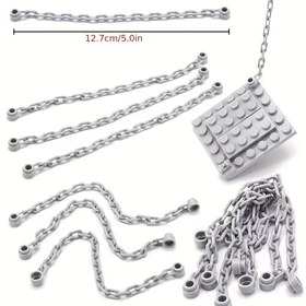 Resim Wedo30104 teknolojisi mekanik yapı taşı aksesuarları ile uyumlu 10 adet MOC sahne uzun zincirli yapı taşı, her iki ucunda zincirlerle birlikte 12.8cm temel aksesuar ve zincirlerle birlikte Noel Halloween hediyesi 