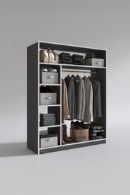 Resim Kenzlife Giysi Dolabı Necmettin 150*120*40 Gri Gardırop 