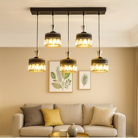 Resim KÖSEOĞLU AYDINLATMA SİYAH SIRALI 5Lİ SARKIT AVİZE ( 9W LED AMPUL HEDİYE ) 