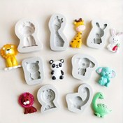 Resim 6 adet DIY El Sanatları için Silikon Reçine Kalıplar Seti - Zürafa, Aslan, Panda, Tavşan, Dinozor, Fil gibi Hayvan Tasarımları ile - Mum Yapımı, Alçı, Kristal, Aroma Taşı ve El Yapımı Sabun için İdeal - Oyuncak Tasarımı ile Detaylı El Sanatları, El Sanatları Kalıpları 