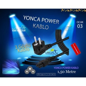 Resim Moonkip Laptop 3lü Adaptör Kablosu - Yonca Power Kablosu 3 Göz Aynı Gün Kargo Garantili Ürün 