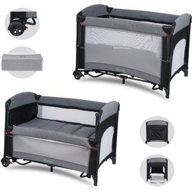 Resim Mastic Anne Yanı Park Yatak Sallanır Oyun Parkı Cibinlikli Yatak Hediyeli 70x110 Cm - Gri 