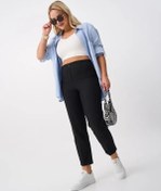 Resim Stıl' Moda Siyah Klasik Büyük Beden Lastikli Pantolon 61161619 Siyah 