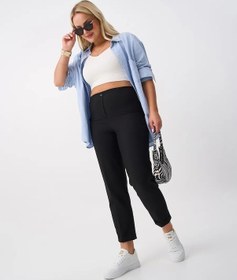 Resim Stıl' Moda Siyah Klasik Büyük Beden Lastikli Pantolon 61161619 Siyah 