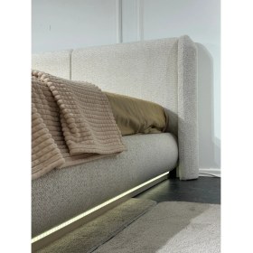 Resim Cozze Mobilya Bianca Modern LED Işıklı Kavisli Başlıklı Bazalı Karyola 