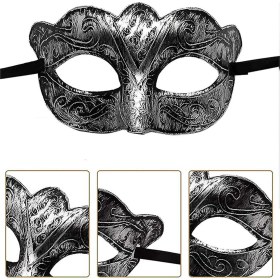 Resim Maskeli B Antik Gri Gümüş Eskitilmiş Maske B Venedik - Elm-01-763463 18 