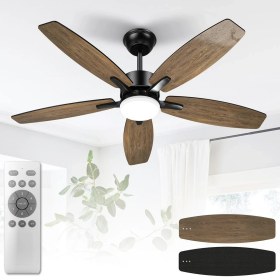Resim 106 cm Tavan Vantilatörü ve LED Aydınlatma,sessiz, 5 Ahşap Kanatlı 