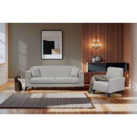 Resim Vivense Marsel Koltuk Takımı, Yataklı Sandıklı, Taş Rengi 