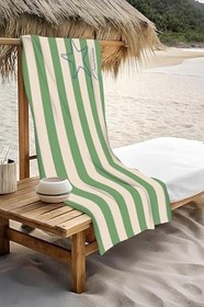 Resim Dijital Baskı Plaj Deniz Havlusu Renkli Çizgi Desenli Peştamal HVL0082 