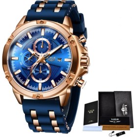 Resim Hanyang Gül Altın Mavi Relogio Masculino 2022 Lıge Yeni Siyah Klasik Erkek Saatler Top Marka Lüks Izle Erkekler Spor Silikon Su Geçirmez Kuvars Saat + Kutu (Yurt Dışından) 