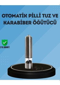 Resim Pilli Baharat Değirmeni Karabiber Tuz Ve Baharat Öğütücü Çok Renkli 