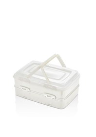 Resim 2 Katlı Borcam Taşıma Kabı Büyük Boy, Börek Pasta Ve Piknik İçin Kapaklı Taşıma Kabı Beyaz 