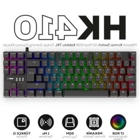 Resim Erdo Ticaret Mekanik Switch 19 Mod Rgb Kablolu Tkl Oyun Klavyesi (Kırmızı Switch) 