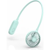 Resim Zsykd Asma Boyun Kulaklık Klipsli Fan Öğrencisi Yurt Taşınabilir USB Katlanır Mini Fan Yeşil (Yurt Dışından) 
