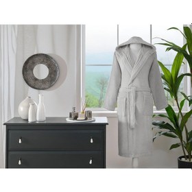 Resim Özdilek Woven Kapüşonlu Bornoz Gri 