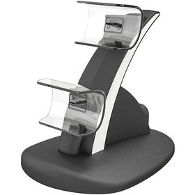 Resim Siyah-ps5 Gamepad İçin Çifte Şarj Aleti Standı Çift Tip-c Kontak Şarj İstasyonu Standı Kablosuz Denetleyici Sony Playstation 5 İçin 