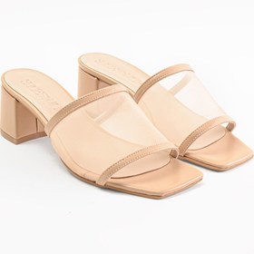 Resim Shoes & More Kadın Peff Bej Topuklu Terlik 
