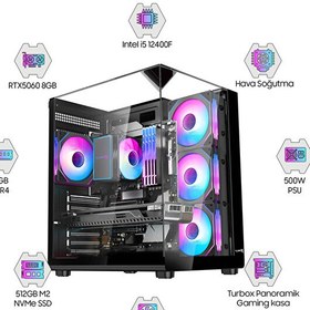 Resim Dragos DRx7934 i5 12400F 16 GB Ram 512 GB M2 NVMe SSD Gigabyte Windforce 8 GB RTX5060 FreeDOS Oem Paket 