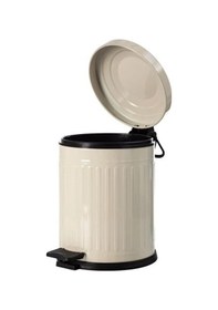 Resim Vintage 5 Lt Yavaş Kapanır Kapaklı Ofis Mutfak Banyo Balkon Çöp Kovası Krem Krem 