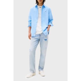 Resim Tommy Jeans % 100 Pamuk Regular Fit Düğmeli Yaka Gömlek Erkek Gömlek DM0DM21298 0gy 
