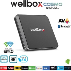Resim wellbox Cosmo 4K Wi-Fi 6 Usb 3.0 - Bluetooth Android Tv Box 2gb Ram 16GB Hafıza 