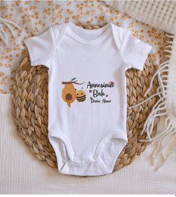 Resim Bitmeyenkartus Bk Kids Isimli Annesinin Balı Tasarımlı Bebek Body Zıbın - Model Çok Renkli 