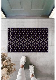 Resim Lacivert Kapı Önü Paspası Altıgen Desen K-3225 