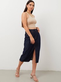 Resim Banny Jeans Kadın Yırtmaçlı Midi Jean Etek 