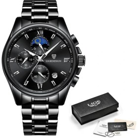 Resim Hanyang Tüm Siyah Lıge Moda Lüks Erkek Izle Paslanmaz Çelik Su Geçirmez Iş Kuvars Kol Saati Erkekler Için Rahat Spor Tarihi Chronograph Izle (Yurt Dışından) 