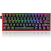 Resim Redragon FIZZ RGB %60 Kablolu Mekanik Klavye, Türkçe, Red Switch, Siyah 