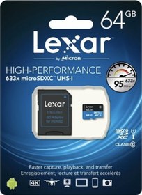 Resim Lexar 64Gb Microsdxc Uhs-I U1 C10 633X 95Mb/S 