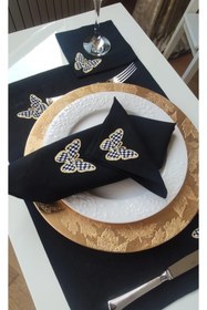 Resim FANTASTIC ARMA Ütü Ile Yapışan Dokuma Arma, Ev Tekstili, Simli Dama Desen Büyük Kelebek Modeli 