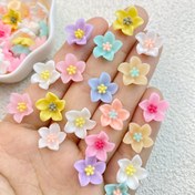 Resim 50 adet Pastel Mini Zambak Çiçeği Reçine Süslemeleri - 12mm 3D Düz Arka Şanslar Scrapbooking, Düğün Dekoru & Tırnak Sanatı El Sanatları, Taşlar, Manikür El Sanatları için 