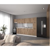 Resim visasconcept 320 Cm Zeynep Hazır Mutfak Dolabı Kiler Ve Aspiratör Modüllü Atlantik Çam(TEZGAH DAHİL) 