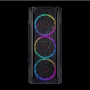 Resim Rampage Fusion 4xRainbow Fanlı Siyah Temper Camlı Mid Tower Oyuncu Bilgisayar Kasası Siyah Rampage
