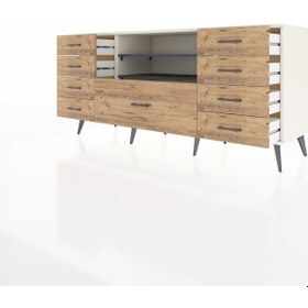 Resim Hyperion Konsol 2 Raflı 9 Çekmeceli 176x44x83 Aytaşı-antrasit/çam Antrasit/çam 