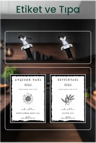 Resim BÜYÜLÜ HOME Yağdanlık Tıpa ve Yağdanlık Etiketi 2 adet damlatmaz tıpa 2 suya dayanıklı etiket 