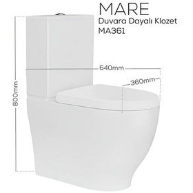 Resim Creavit Mare Beyaz Kanalsız Duvara Sıfır Klozet Takımı Ma361, Creavit Mare Duroplast Yavaş Kapak Beyaz 