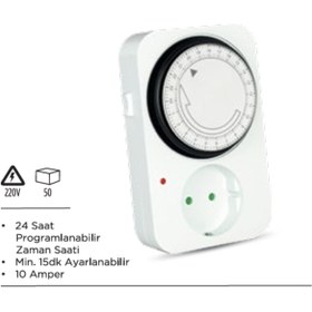 Resim YCL YZM 020 Priz Tipi Mekanik Zaman Saati 