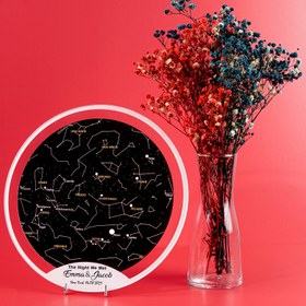 Resim Kişiye Özel Gökyüzü Yıldız Haritası Pleksi, Yıldız Haritası Tablo, Şeffaf Tablo, Oval Çerçeve, Kişiye özel Hediye, (Metal ayaklı) 