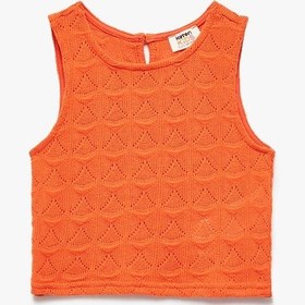 Resim Koton Bisiklet Yaka Kolsuz Slim Fit Kroşe Crop Atlet Turuncu 5skg30107ak Turuncu 