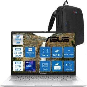 Resim Asus Zenbook 14 Intel Core Ultra 9 285H 32GB LPDDR5X 2tb 14" 3k OLED 120Hz 600NIT Intel Arc Graphics Windows 11 Pro Taşınabilir Bilgisayar UX3405CAP03 + Zettaçanta 